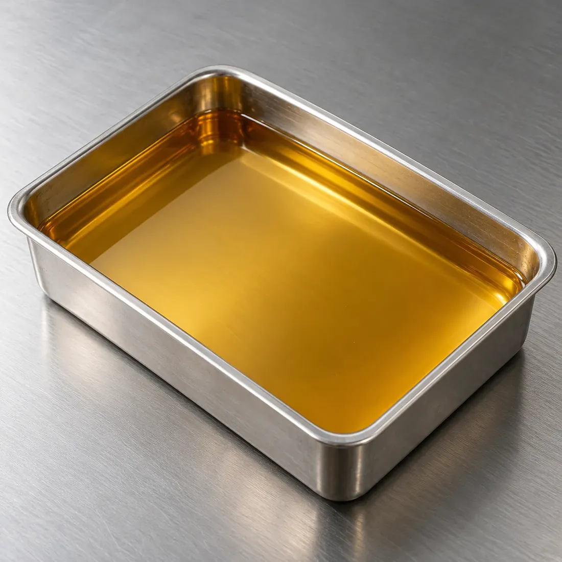 Representação ilustrativa de sebo bovino em recipiente de aço inox